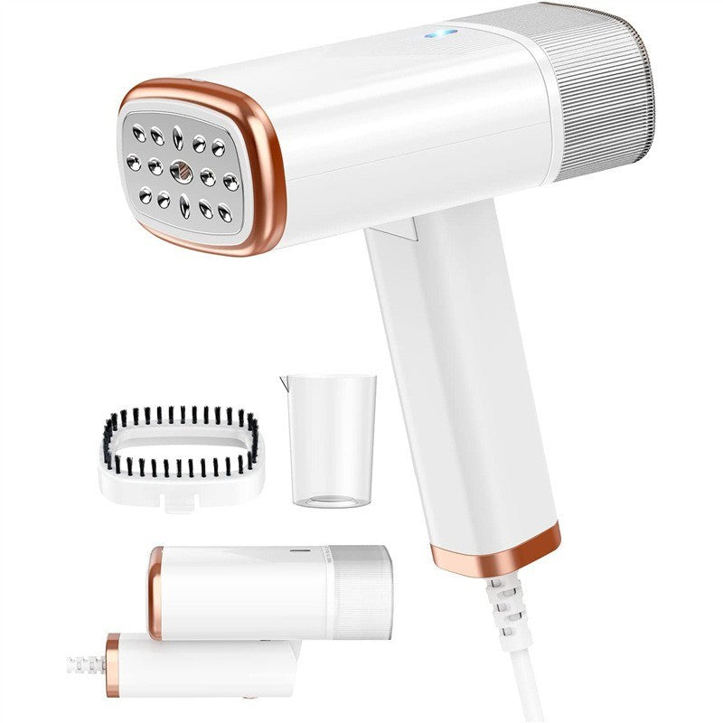 white handheld steamer for clothes 1000W with foldable design